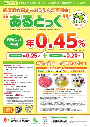 健康寿命日本一おうえん定期預金あるとっく